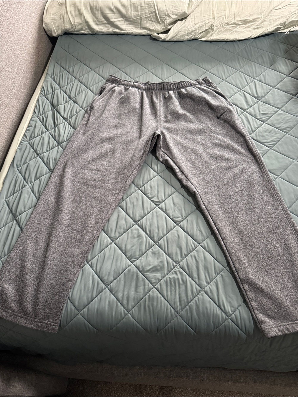Nike Men's Light Gray Athletic Sweatpants with Elastic Waist